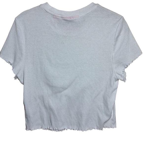 Juicy couture X forever 21 collab white cropped baby tee XL Bling spell out - Picture 4 of 4